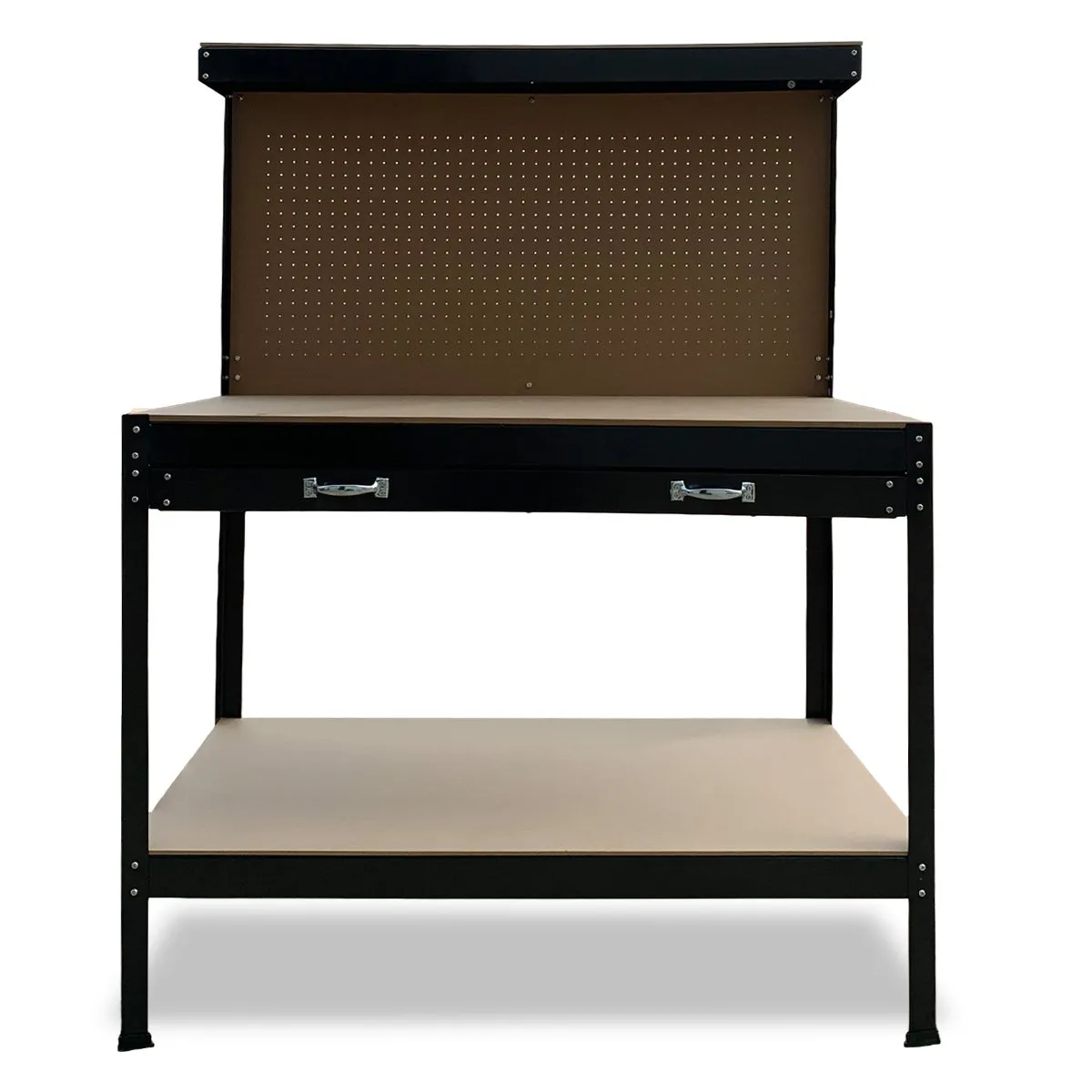 2-layered Steel Work Bench Garage Storage Table Tool Shop Shelf | Pegboard Drawer | KARTRITE