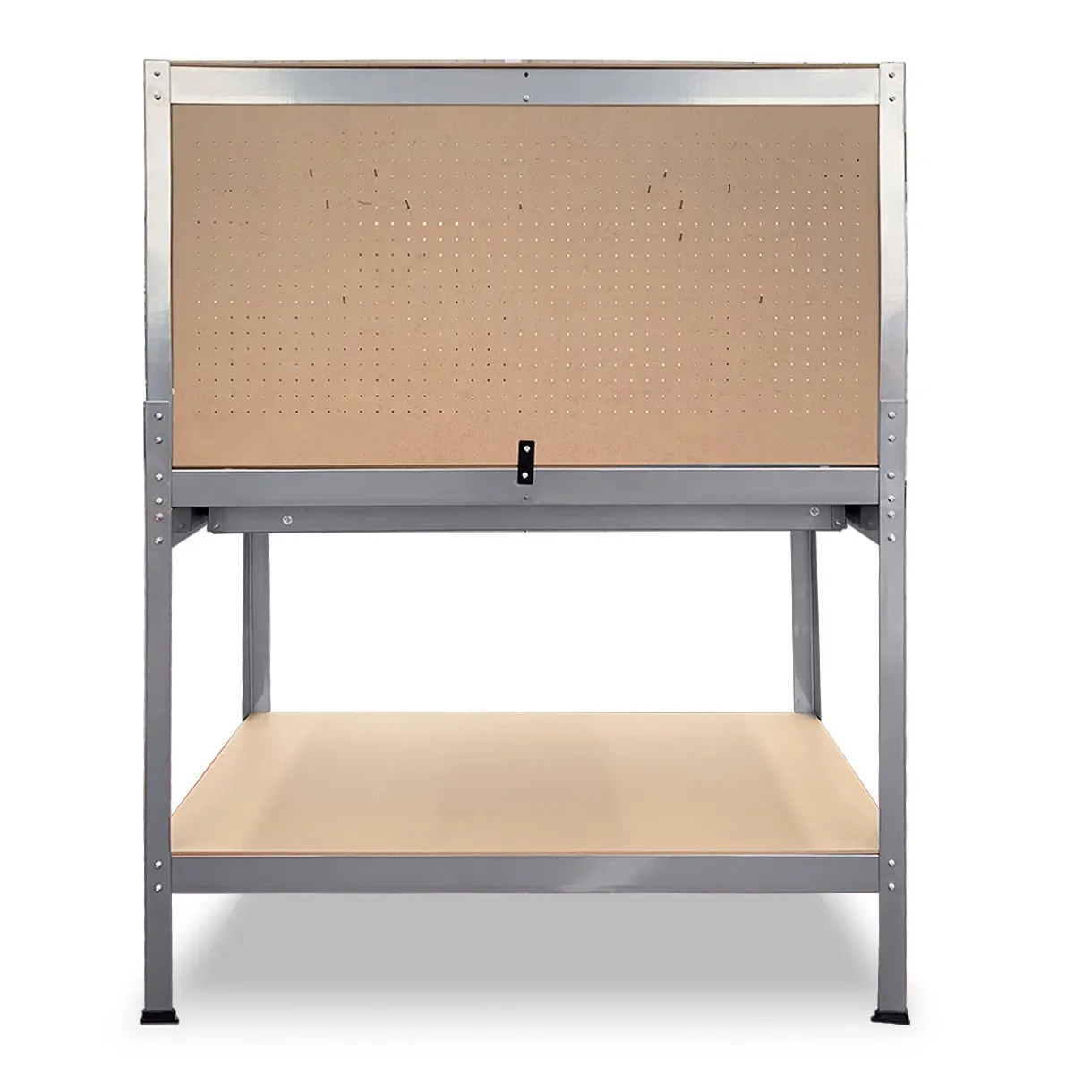 2-Layered Work Bench for Garage Storage | Table Tool Shop Shelf in Silver