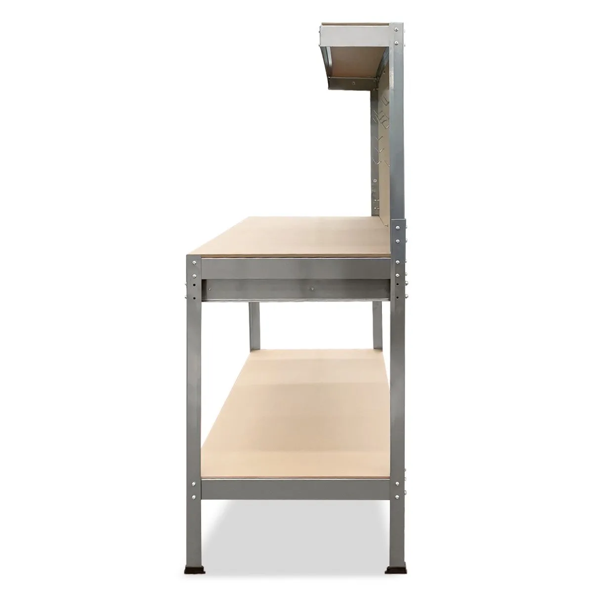 2-Layered Work Bench for Garage Storage | Table Tool Shop Shelf in Silver