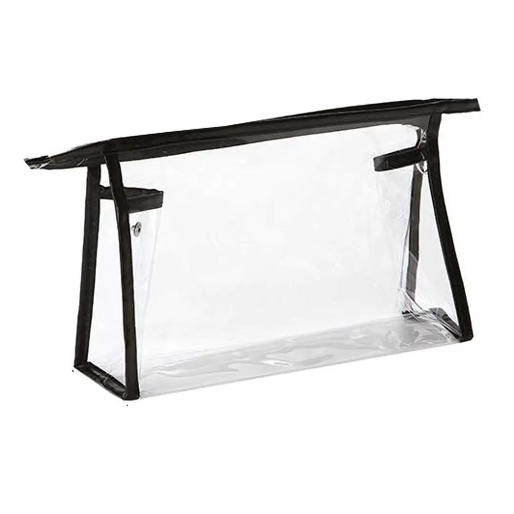 2 Zippered Toiletry Bags Clear Cosmetic Makeup Case Tote Organizer Beauty Pouch