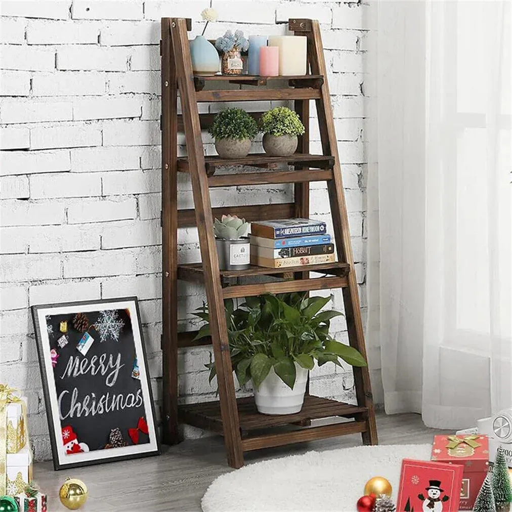 4 Tier Folding Ladder Shelf Storage Display