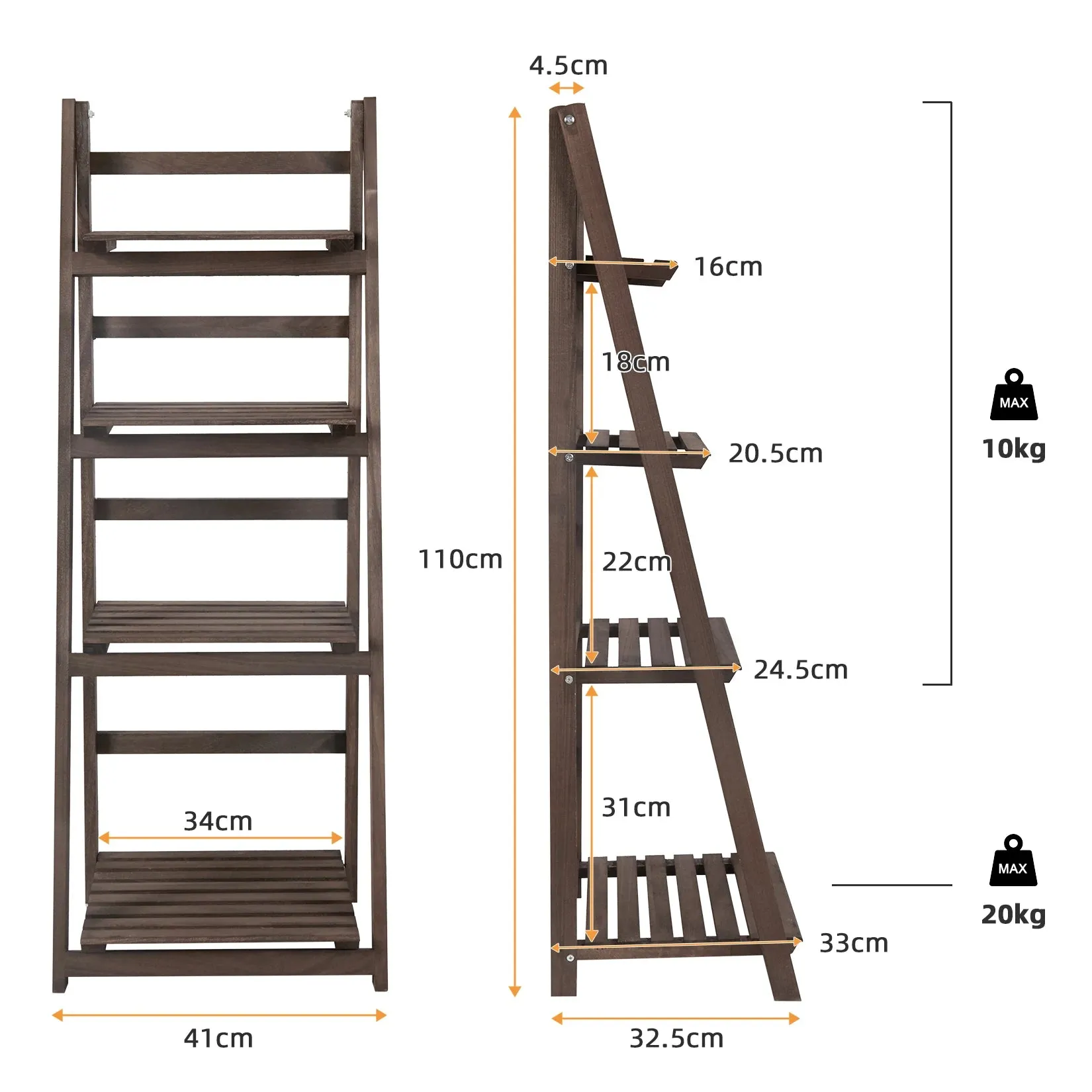 4 Tier Folding Ladder Shelf Storage Display