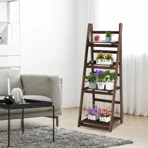 4 Tier Folding Ladder Shelf Storage Display