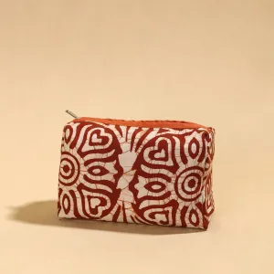 Brown - Hand Batik Printed Cotton Toiletry Pouch 04