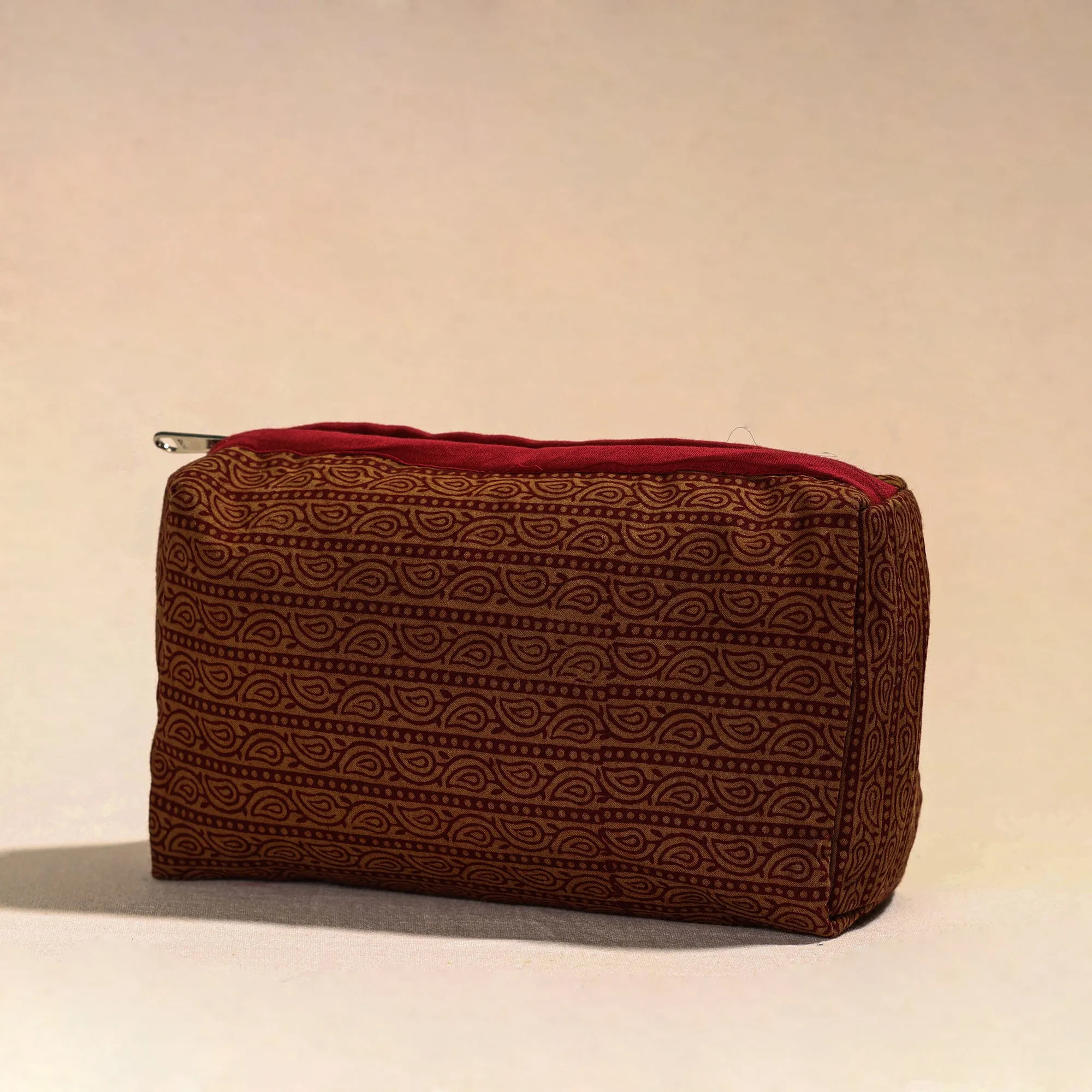 Brown - Handmade Cotton Toiletry Pouch 01
