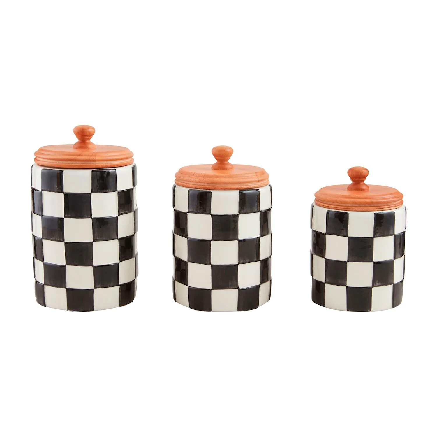 Mud Pie Black & White Checkered Canister Set