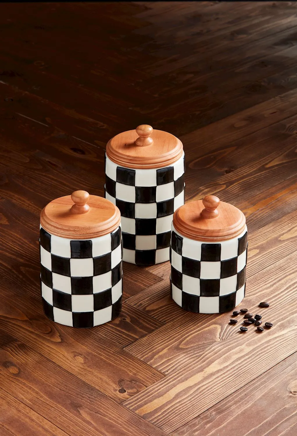 Mud Pie Black & White Checkered Canister Set