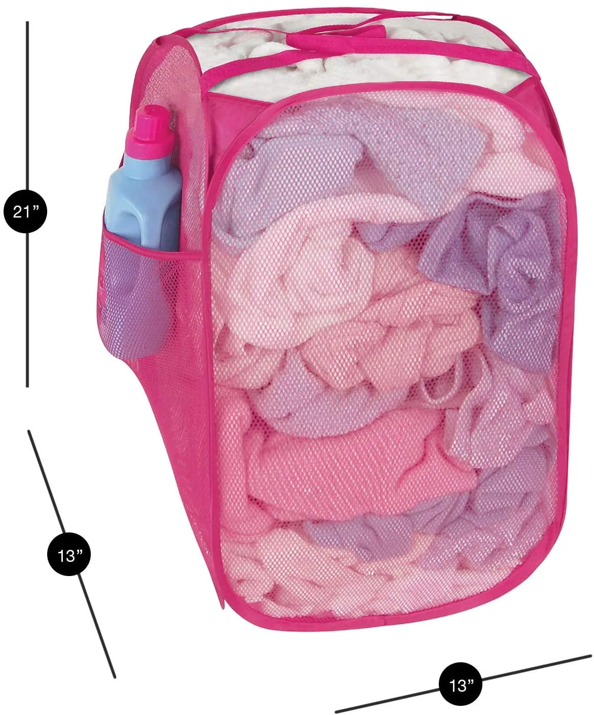 Pop-Up Laundry Hamper with Easy Carry Handles and Side Pocket