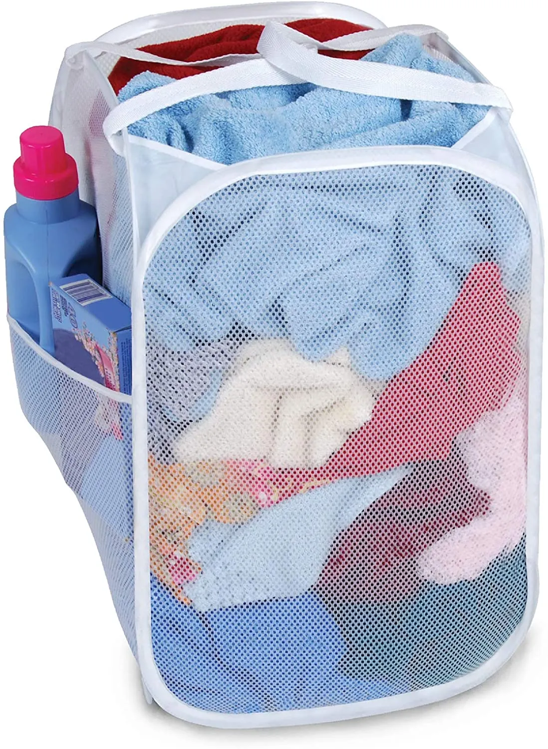 Pop-Up Laundry Hamper with Easy Carry Handles and Side Pocket