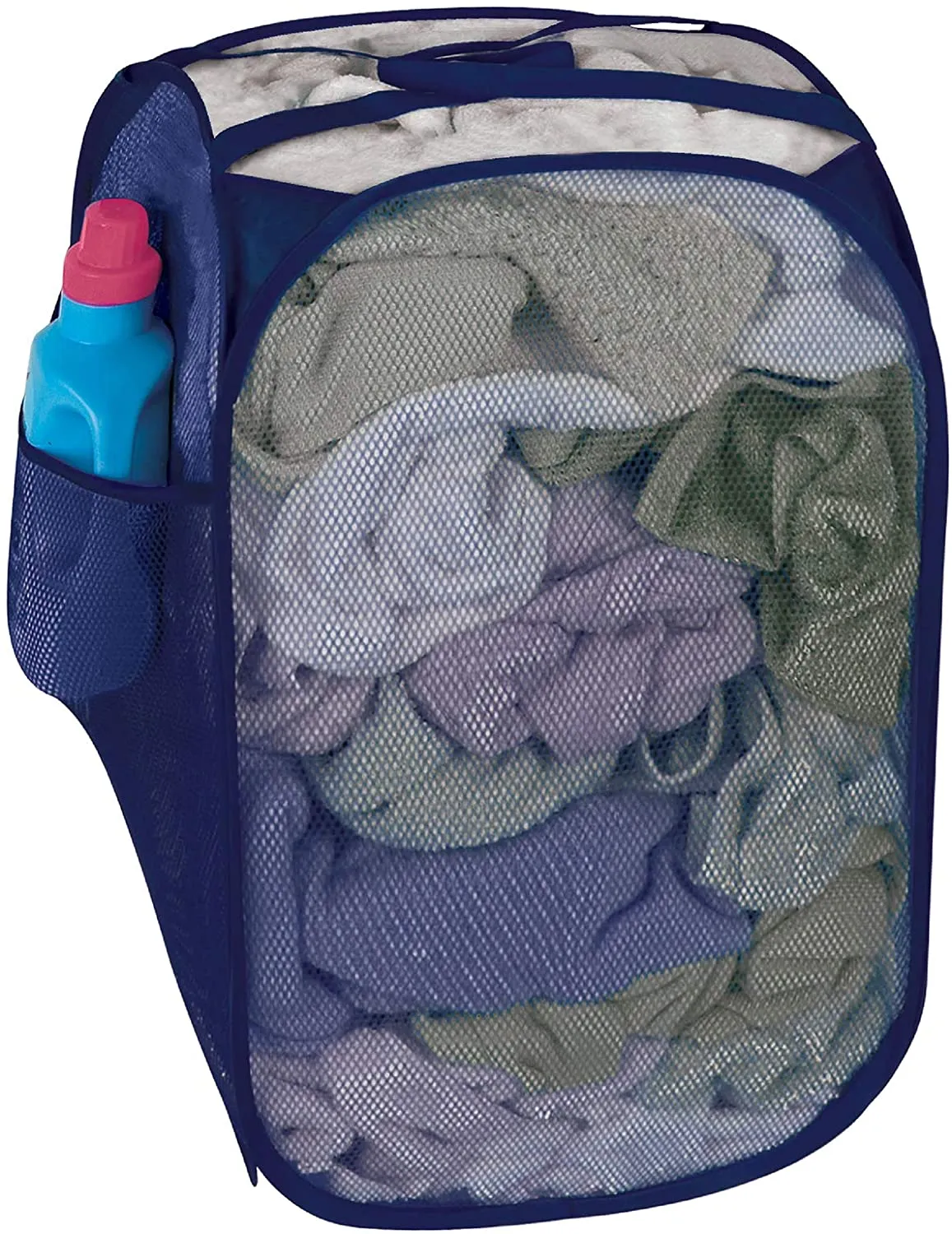 Pop-Up Laundry Hamper with Easy Carry Handles and Side Pocket