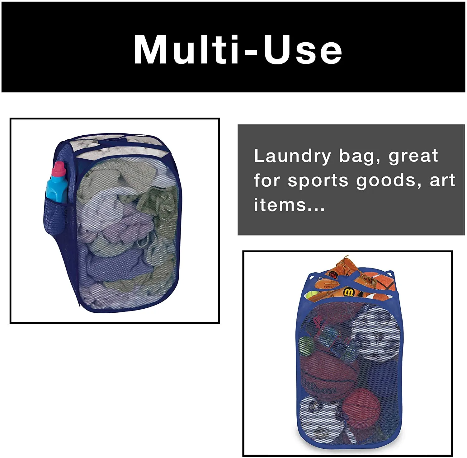 Pop-Up Laundry Hamper with Easy Carry Handles and Side Pocket