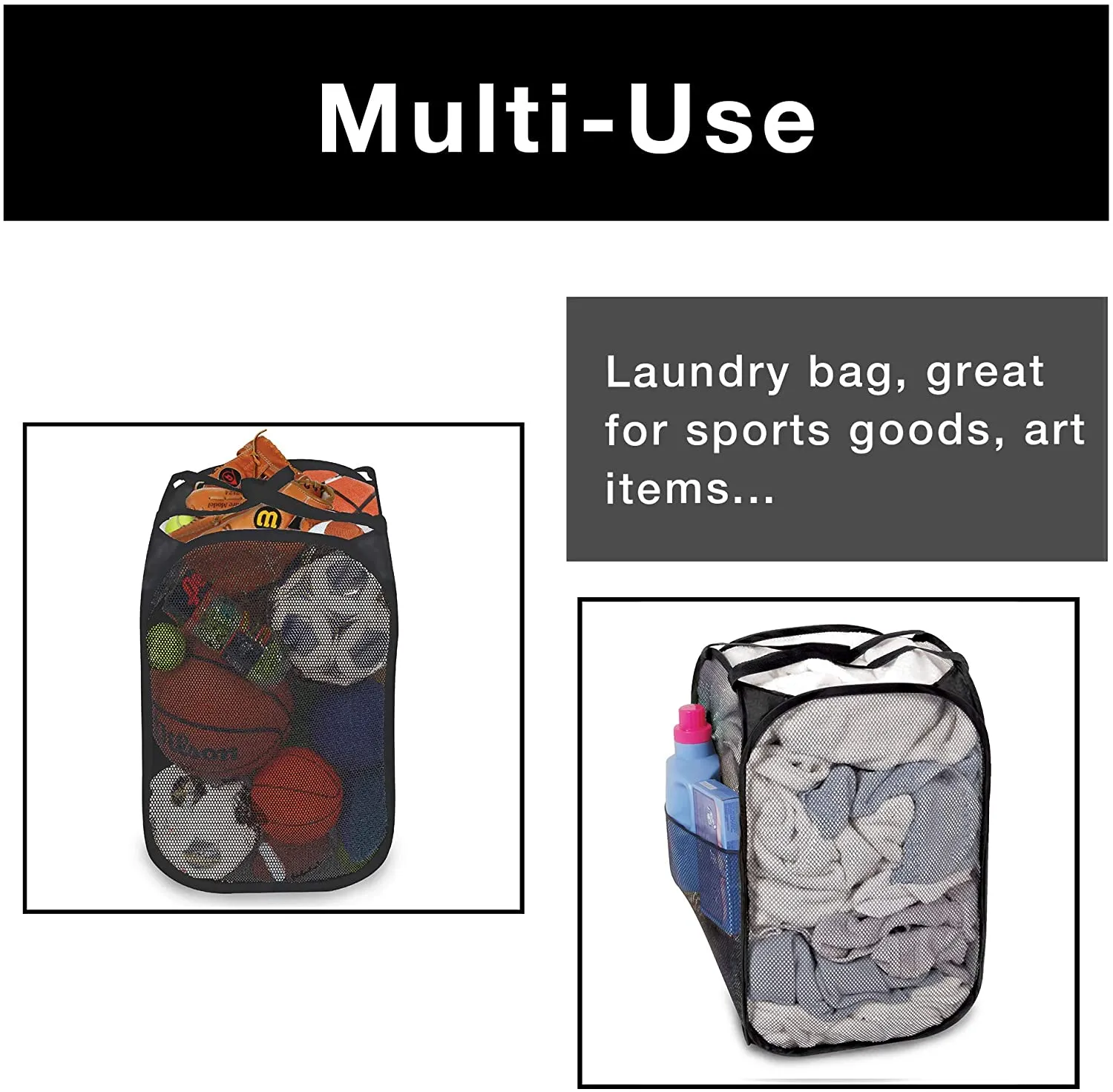 Pop-Up Laundry Hamper with Easy Carry Handles and Side Pocket