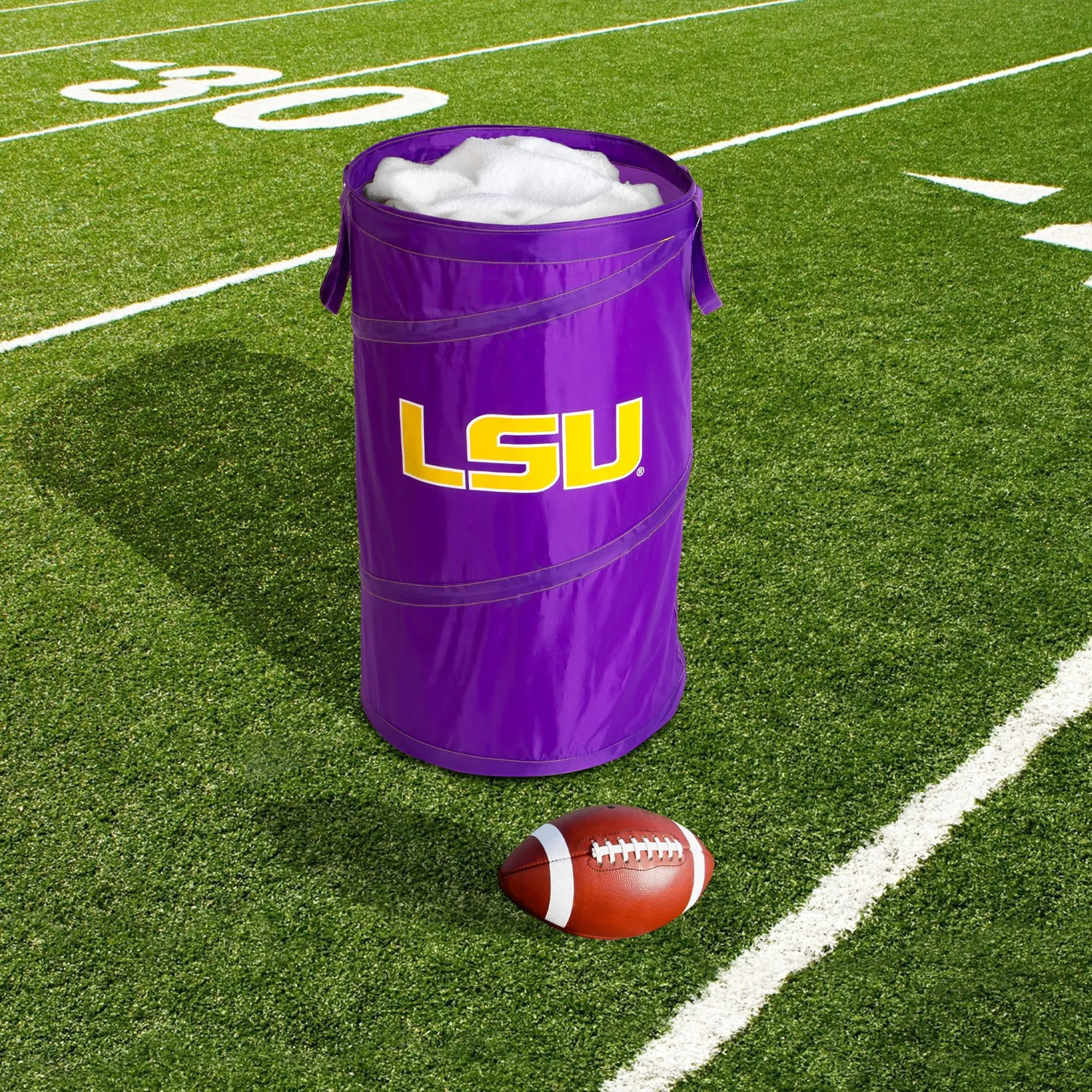 Pop Up Spiral Collegiate Laundry Hamper Bag with Easy Carry Handles