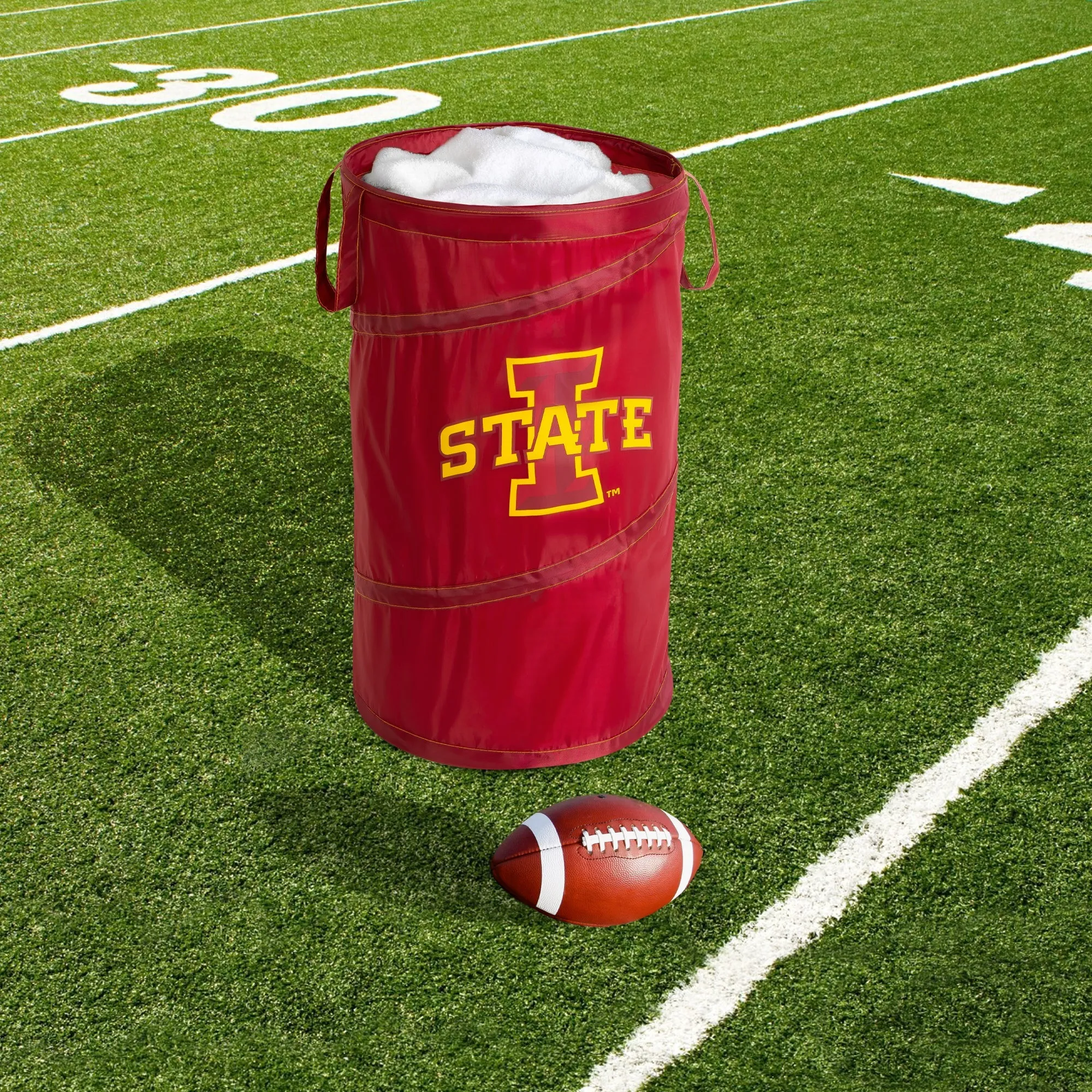 Pop Up Spiral Collegiate Laundry Hamper Bag with Easy Carry Handles