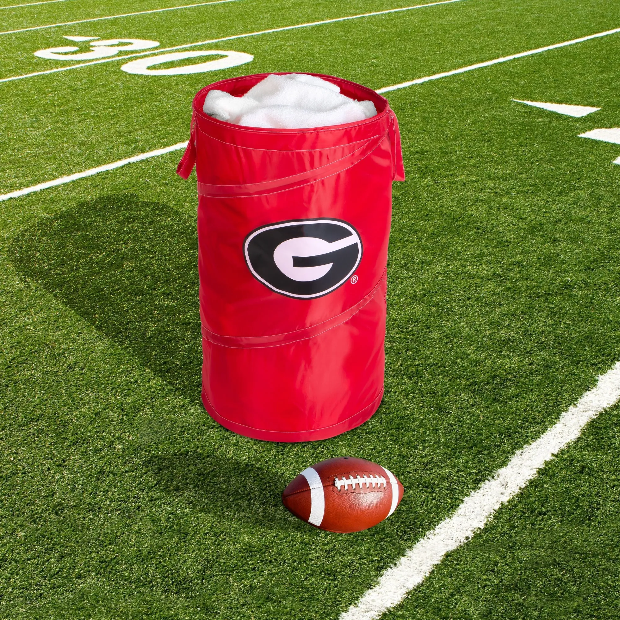 Pop Up Spiral Collegiate Laundry Hamper Bag with Easy Carry Handles