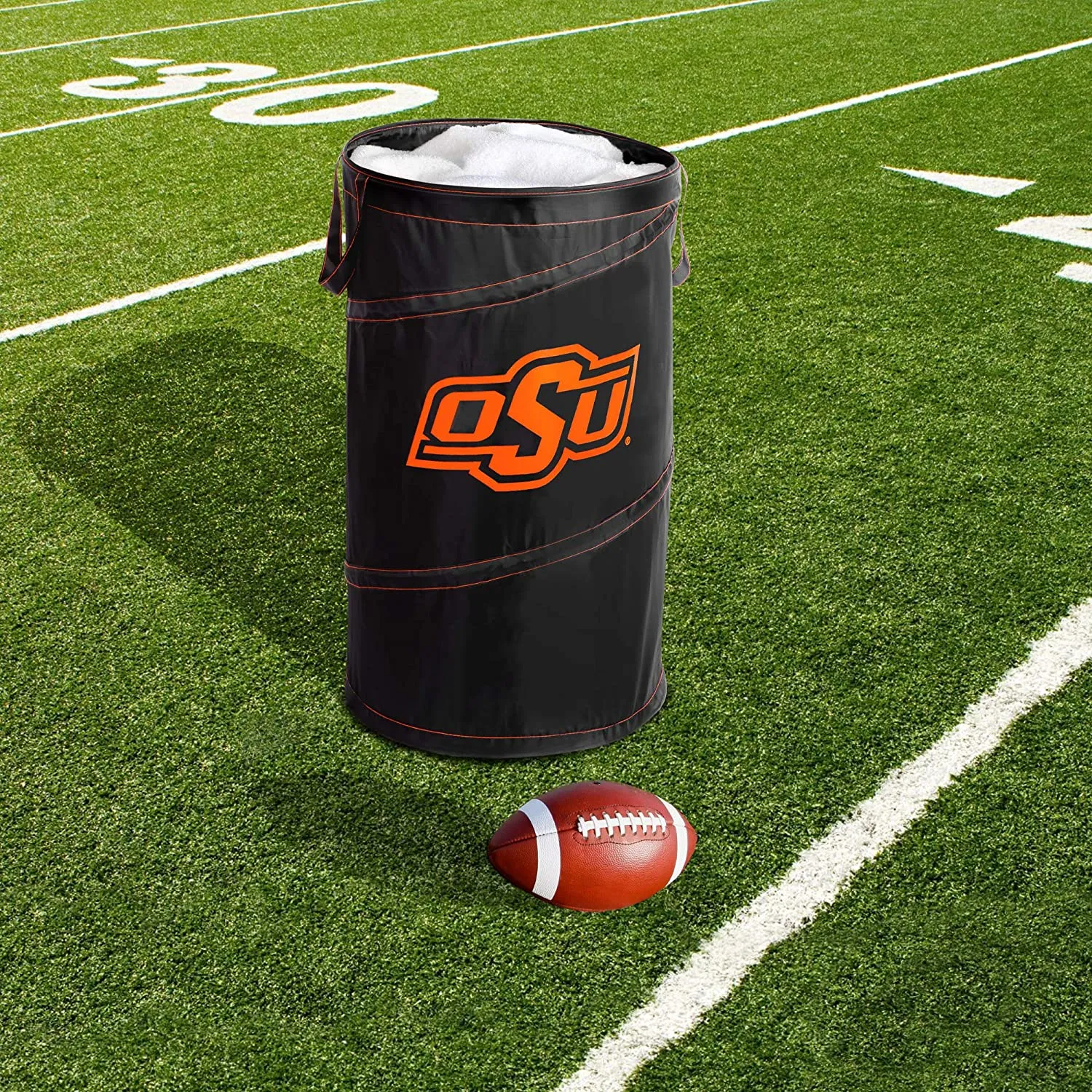 Pop Up Spiral Collegiate Laundry Hamper Bag with Easy Carry Handles
