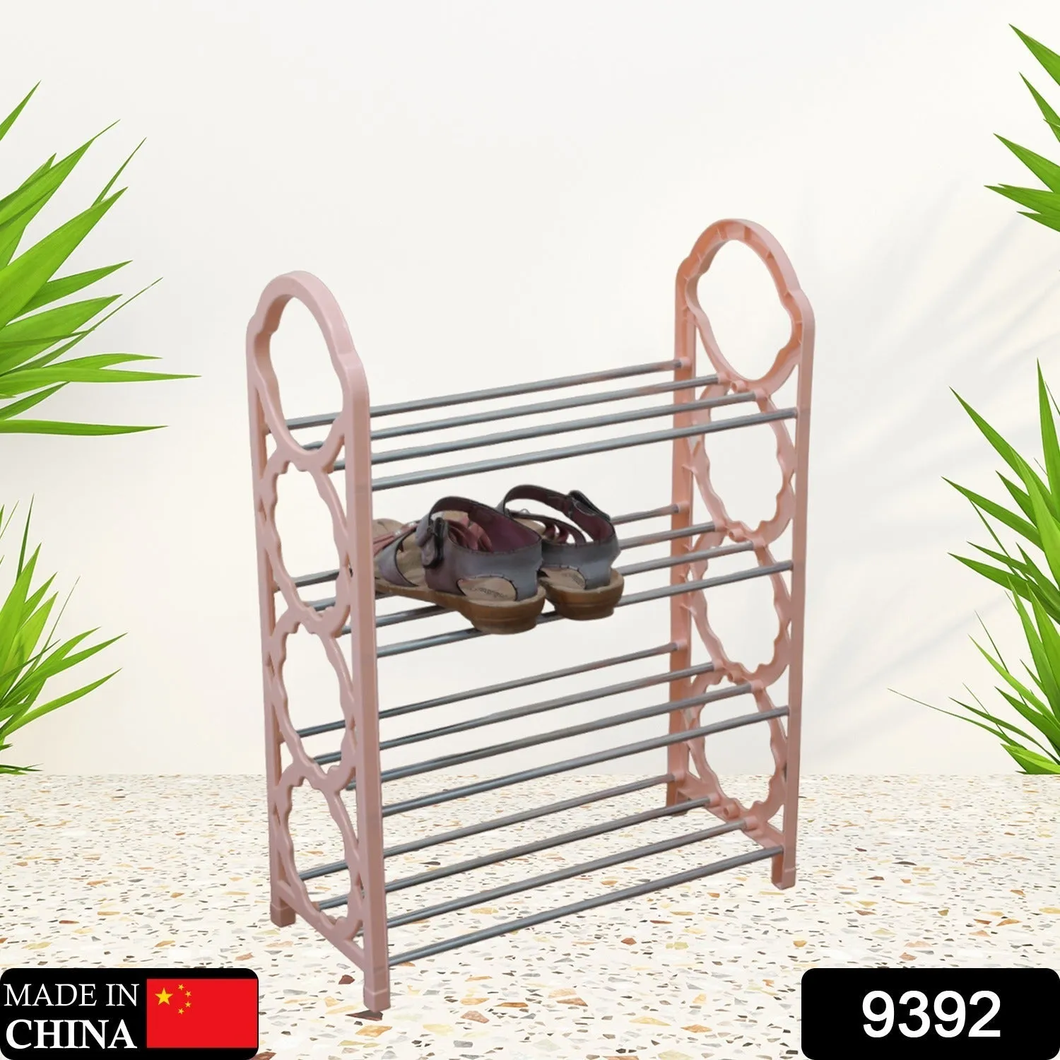 Shoes Storage Shelf, 4 Layer Spacesaving Shoes Show Rack Folding Shoe Rack, Standing Shoe Rack DIY Shoes Storage Shelf Home Organizer for Bedroom, Hallway and Closet Shoe Storage