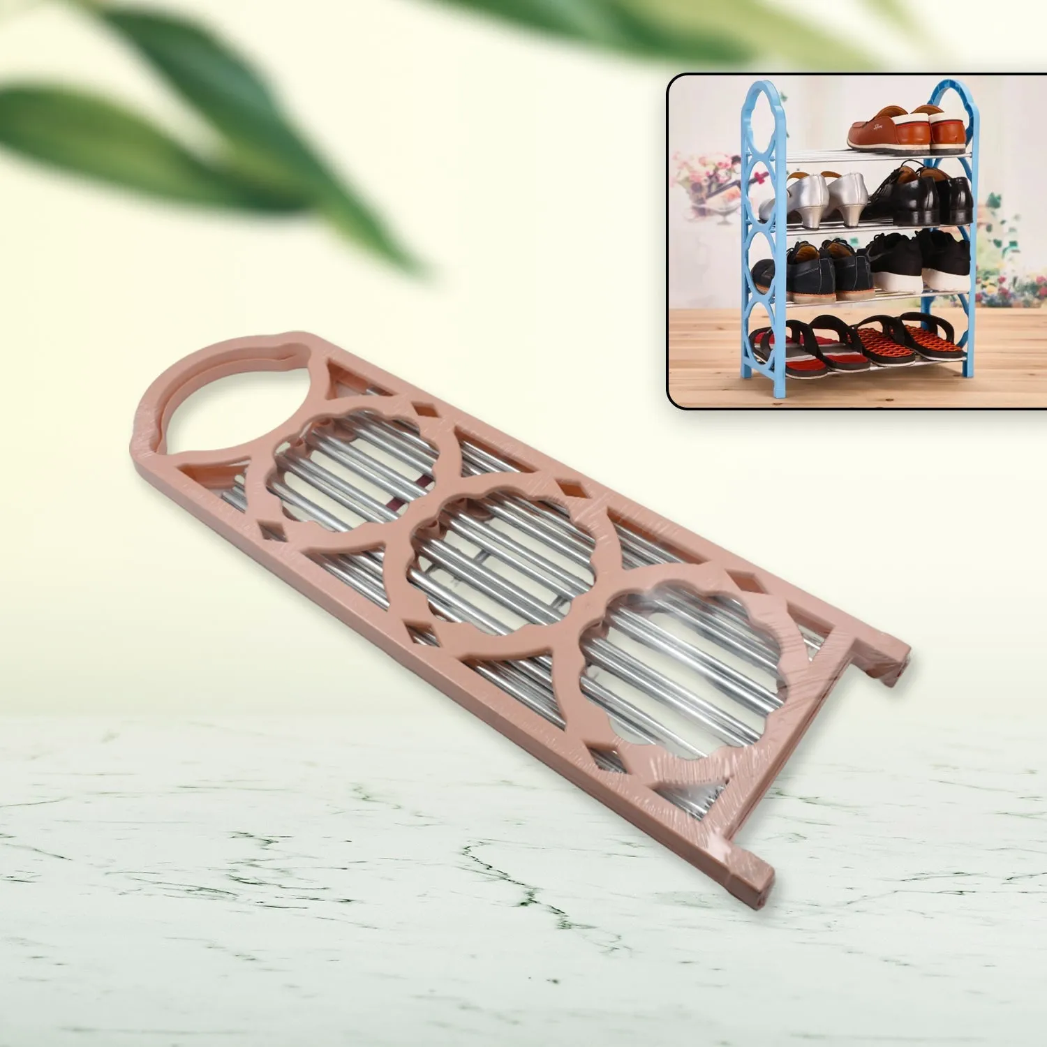Shoes Storage Shelf, 4 Layer Spacesaving Shoes Show Rack Folding Shoe Rack, Standing Shoe Rack DIY Shoes Storage Shelf Home Organizer for Bedroom, Hallway and Closet Shoe Storage
