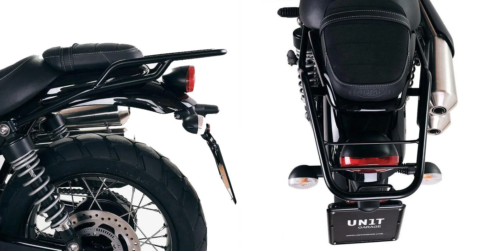 UNIT Garage Rear Parcel Rack   Passenger Grip - Triumph Street Twin (16-22) / Street Scrambler 900 (17 ) / Speed Twin 900 (23 )