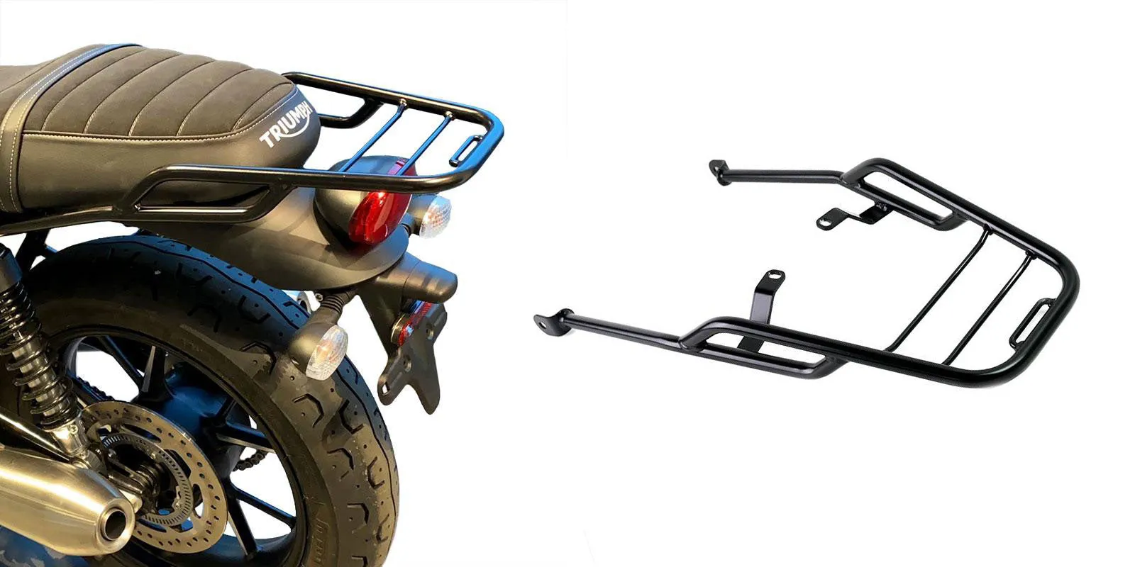 UNIT Garage Rear Parcel Rack   Passenger Grip - Triumph Street Twin (16-22) / Street Scrambler 900 (17 ) / Speed Twin 900 (23 )